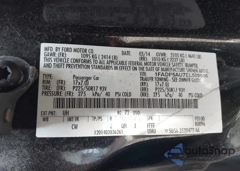 2014 Ford C-Max Hybrid Se z USA, uszkodzony, nr VIN 1FADP5AU7EL509686